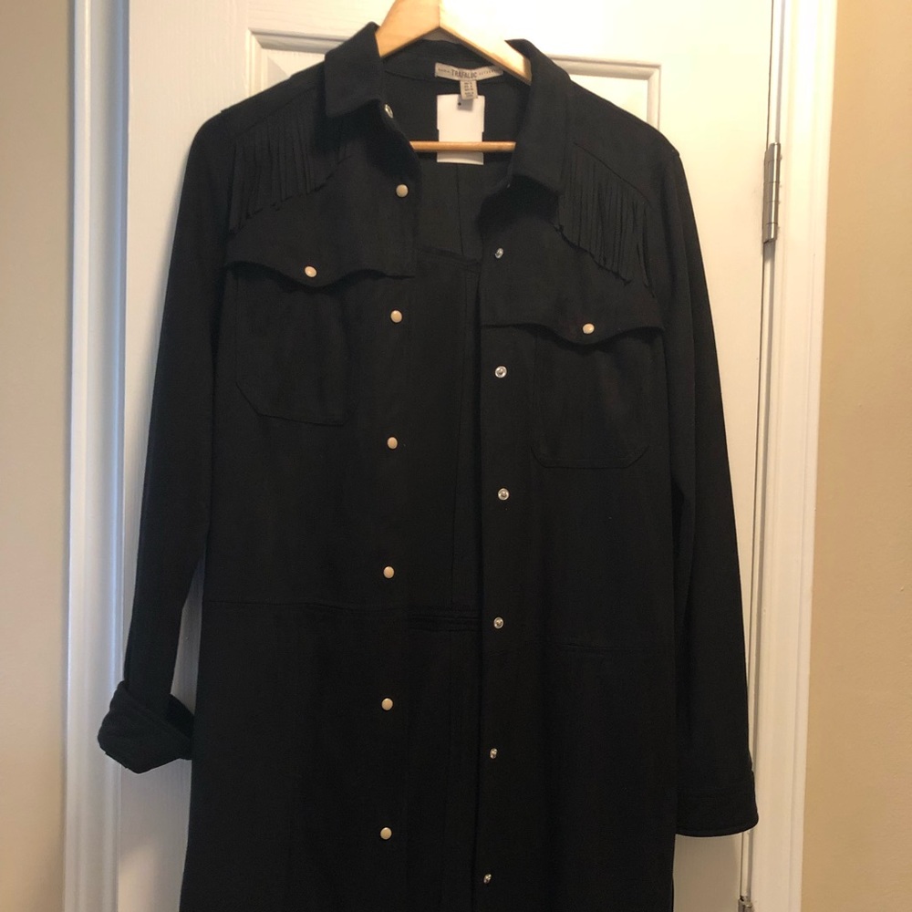 Zara Suede Black Fringe Jacket